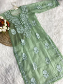 Khubsurat Chikankari Silk Organza kurta