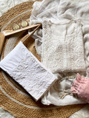 Heavy Work Modal Muqaish 3pc White Set