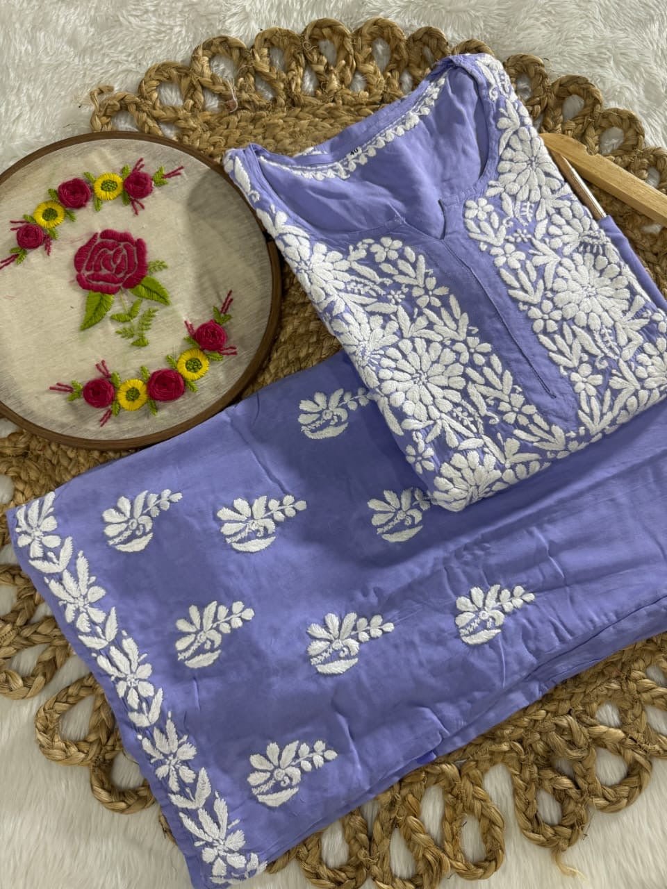 Modal Cotton Plazzo combo Fine rich Embroidery