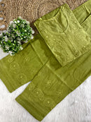 Soft Dual Machine work Shaded Kurti Set