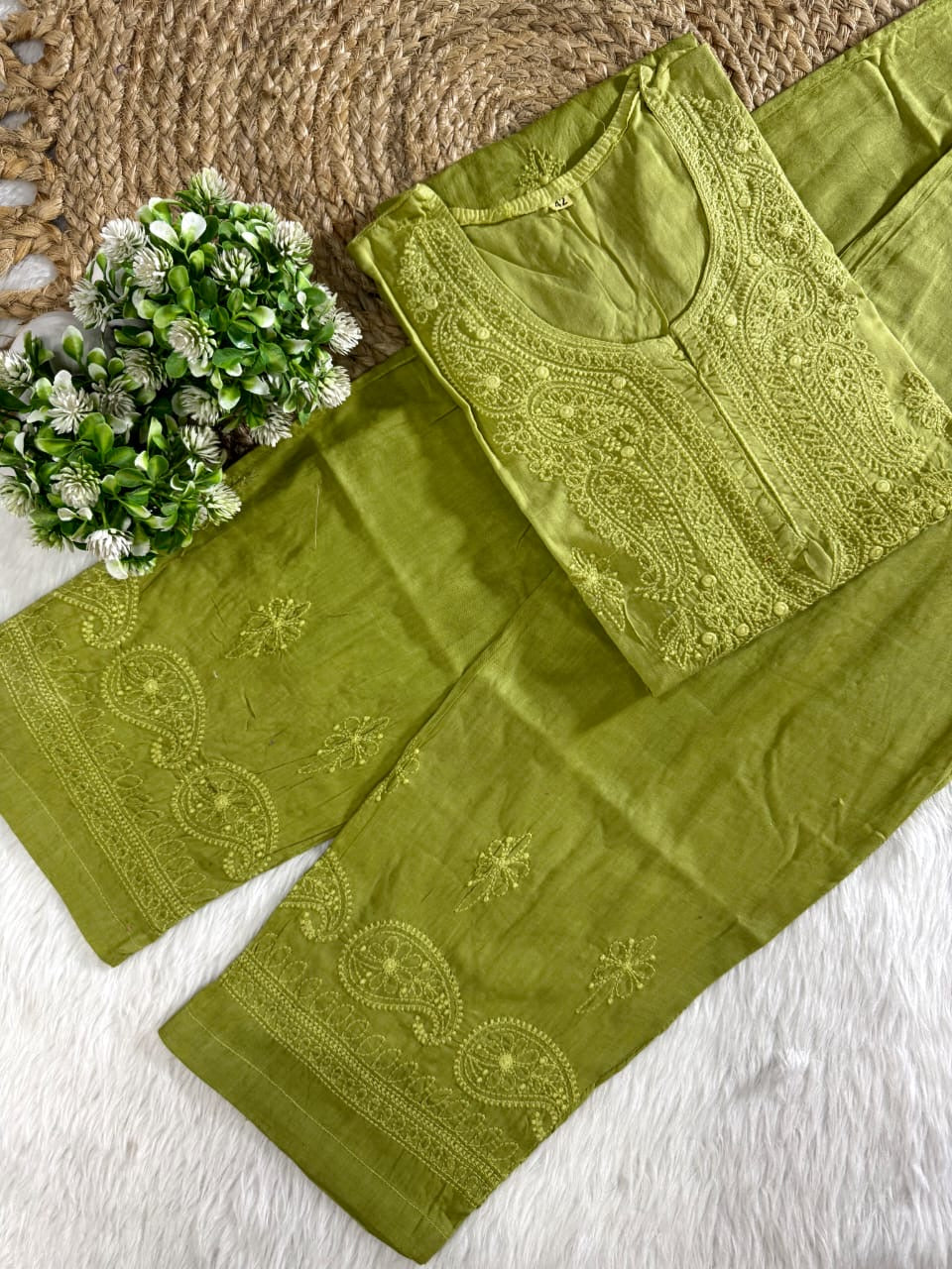 Soft Dual Machine work Shaded Kurti Set