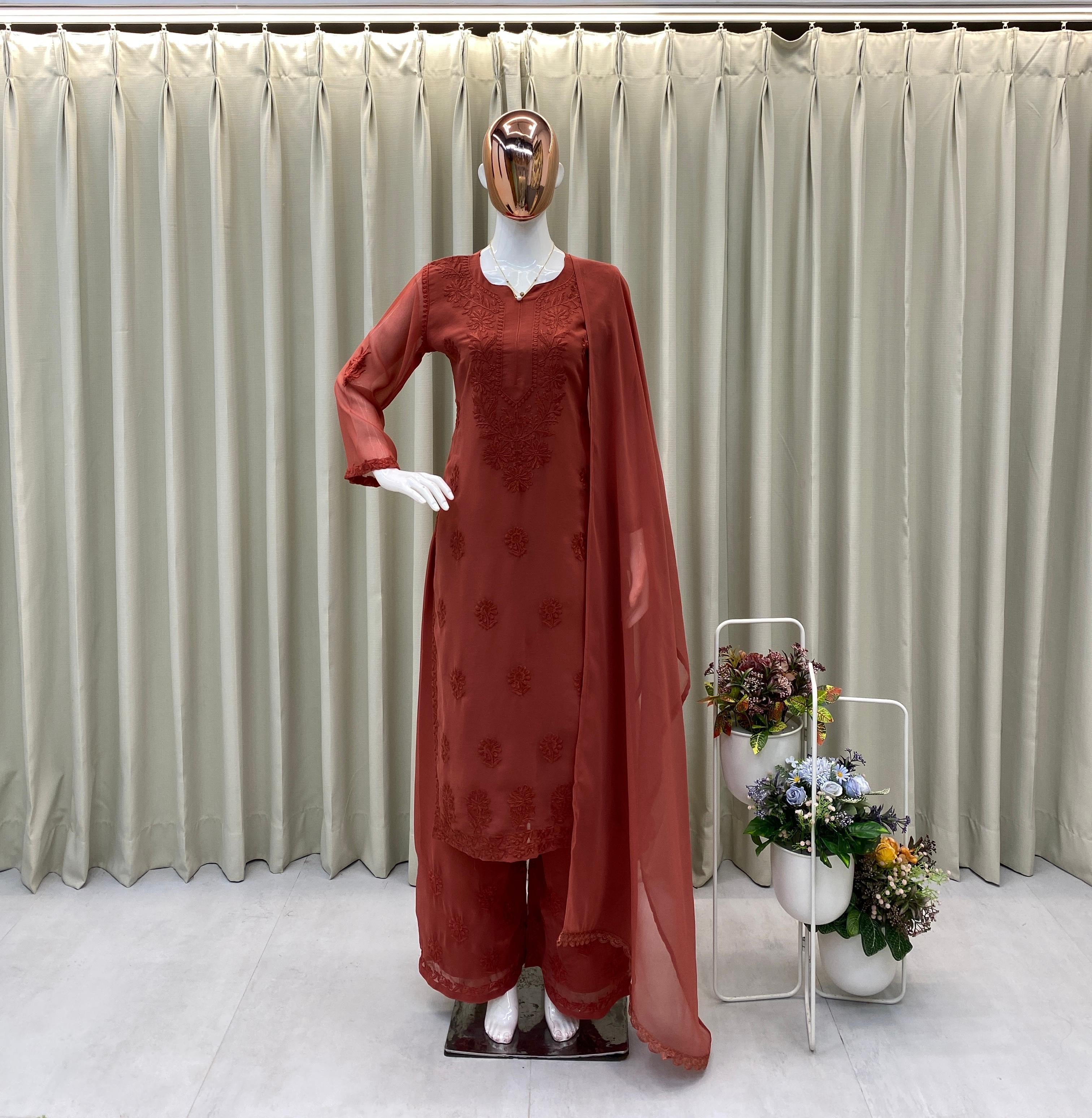 Zara Georgette Heavy Embroidery 3d Suit Set