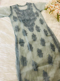 Organza Tone To tone Kurta with Inner & Pant