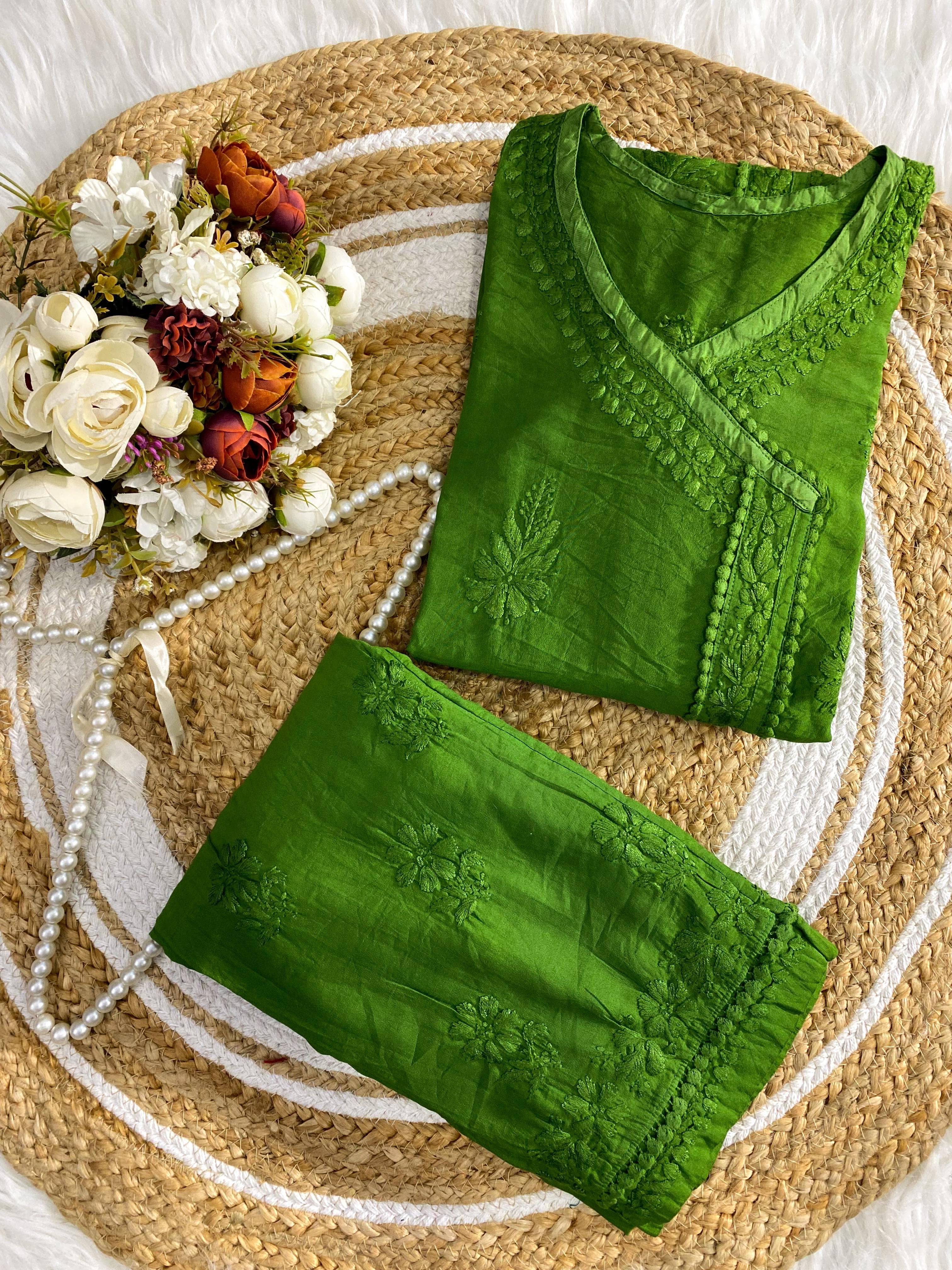 soft Chanderi Angarkha-style kurti