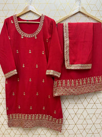 Naveli Khatri designer Red Silk 3pc Set