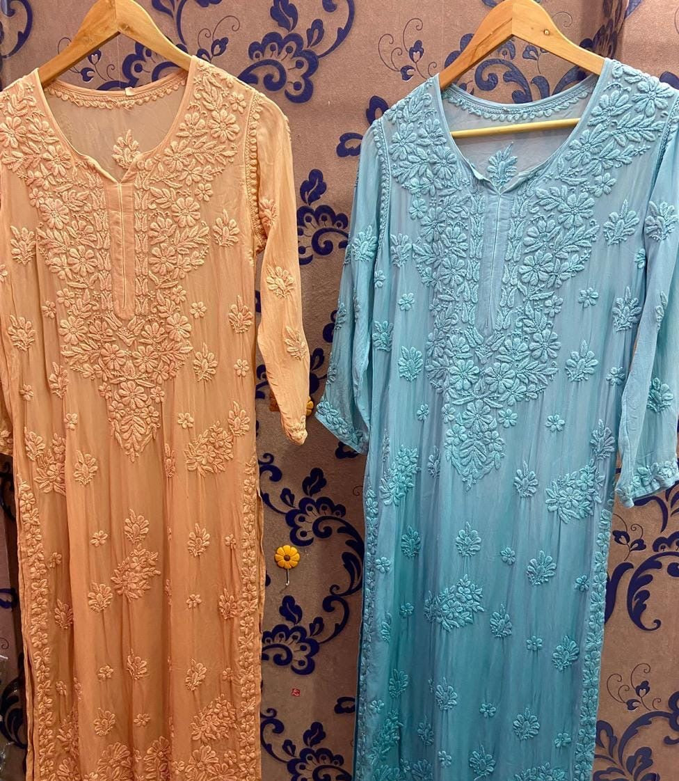 Heavy viscose 3d front & Back worked pure kurta