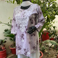 Latest Mul print chikankari Short Top