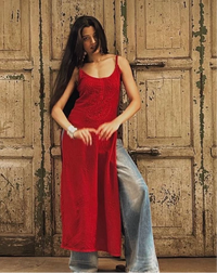 beautiful Muslin noodle strap kurta adjustable strap