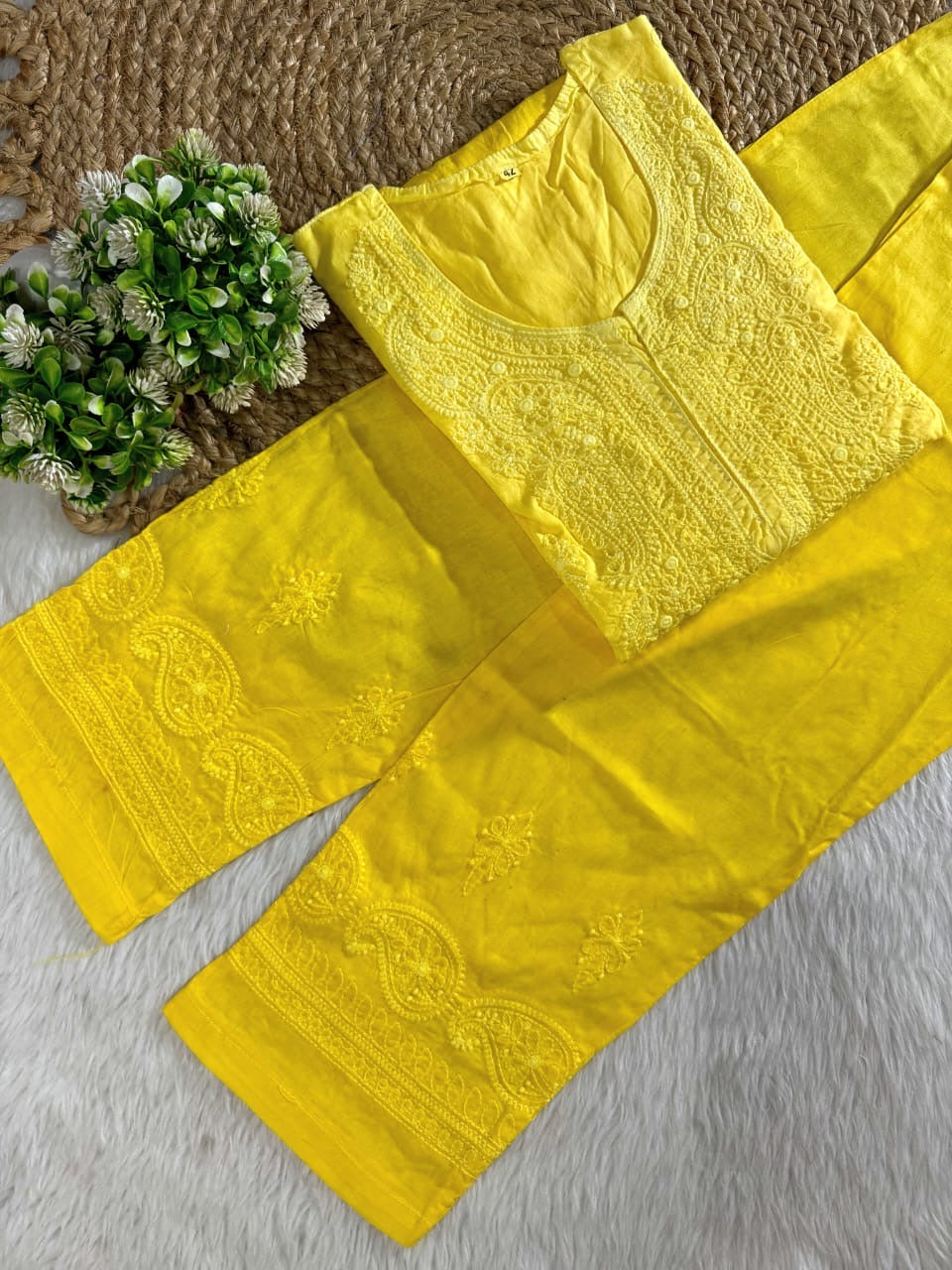 Soft Dual Machine work Shaded Kurti Set