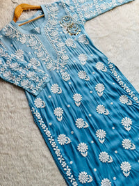 Flower Jaal 3d chikankari Chadi Muslin Kurta
