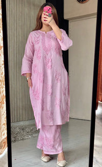 Iddat Premium chikankari Soft pastel shades kurti With Plazzo