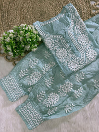 Chanderi Afghani Border Side less Set