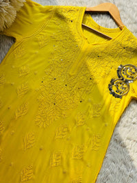 Premium Beautiful Resham Gala Booti Viscose Kurti