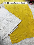 3d Lucknowi Ghaspatti Pure handwork Viscose Kurta with inner