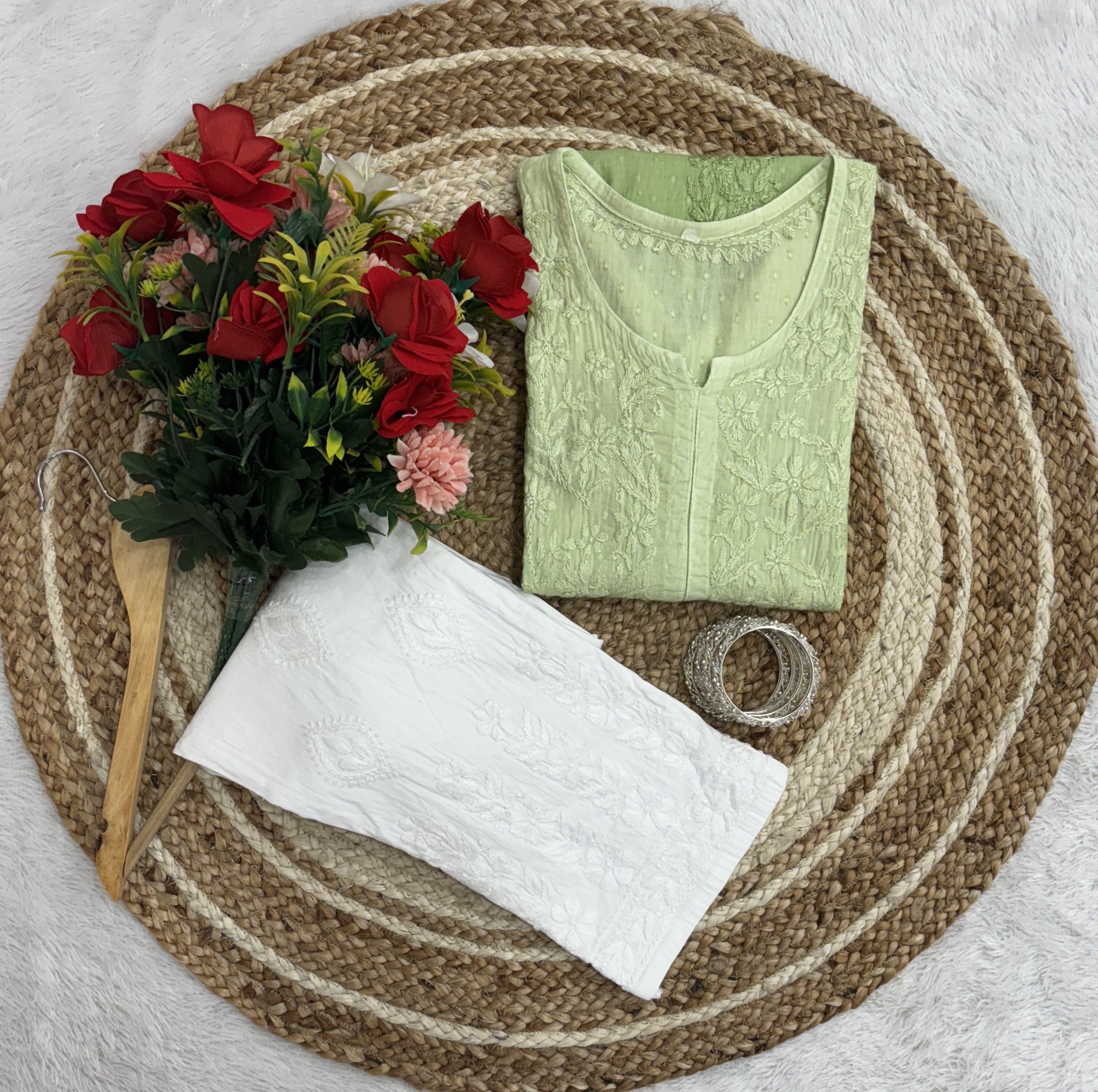 Premium Dobby Cotton Dyeable Dual Shade Kurtas With Free size Pant