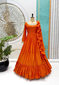 Chinon Gown With beautiful frill embroidery