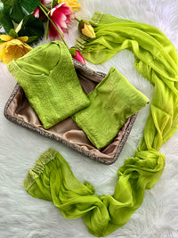 Zoya Rangrez Comfy 3pc Chikankari hand embroidered Set : Saba Ibrahim Inspired