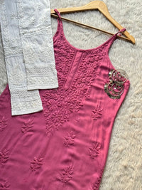 beautiful Muslin noodle strap kurta adjustable strap