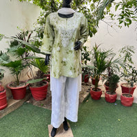Latest Mul print chikankari Short Top