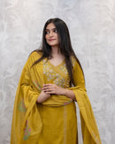Yellow staright Anarkali Suit Set
