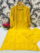 Zara Dyeable Kurta plazzo Set with Fine embroidery