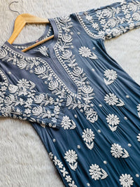 Flower Jaal 3d chikankari Chadi Muslin Kurta