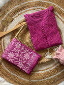 Noor Dobby Cotton Dyed Kurti With White embroidered Pant