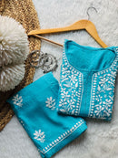 Premium rayon Crafted With Hand white embroidery combo