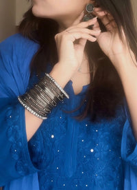 Zoya 3pc Set Golden Muqaish Work Chikankari Hand worked