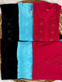 Lucknowi Chikankari Square Gala 3D Anchor Thread Hand Work