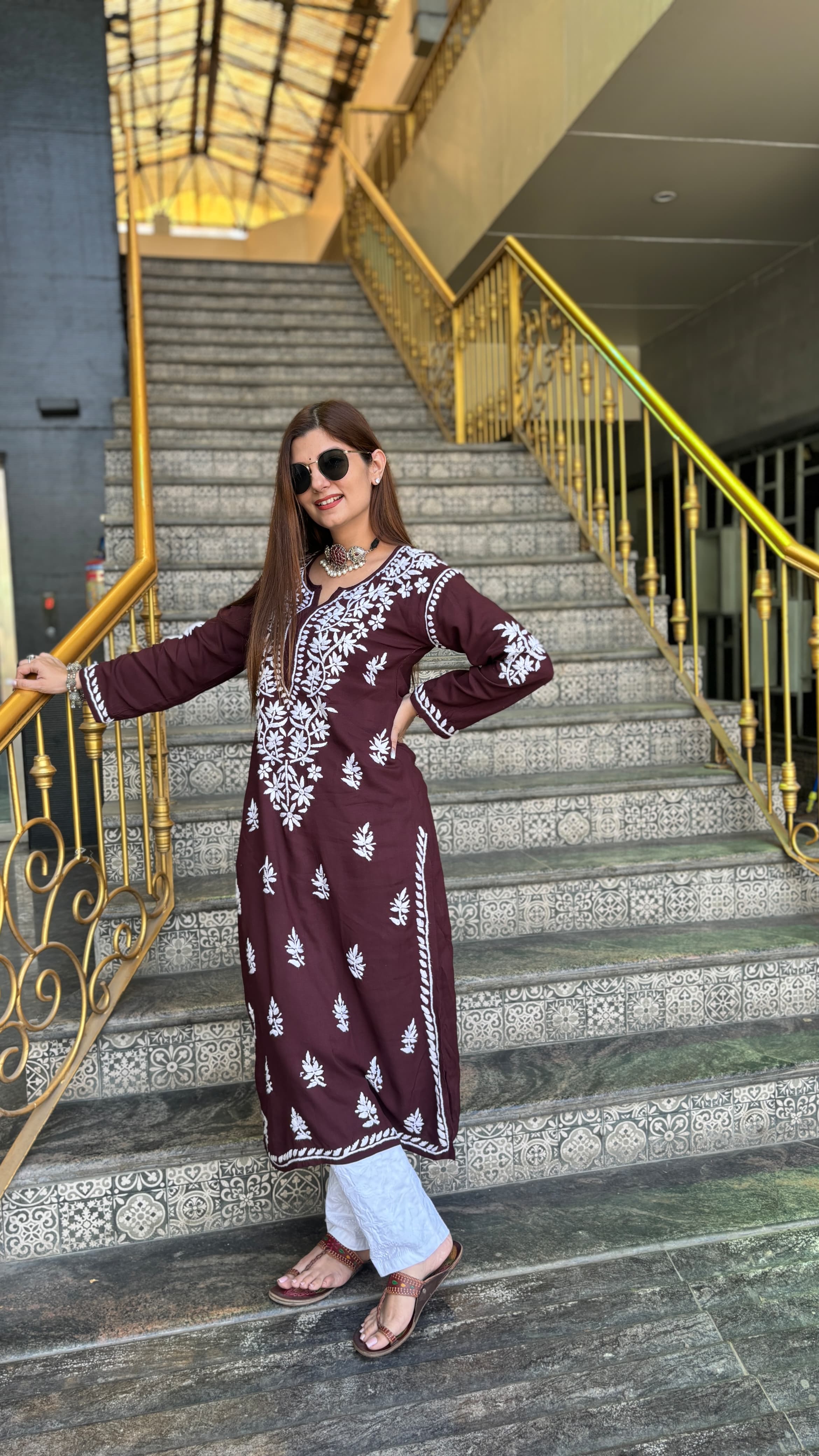 Heavy Rayon Kurti with Lycra machine work pant