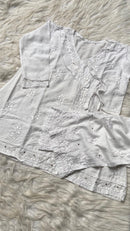 Muqaish Short Angrakha with lace pocket pant