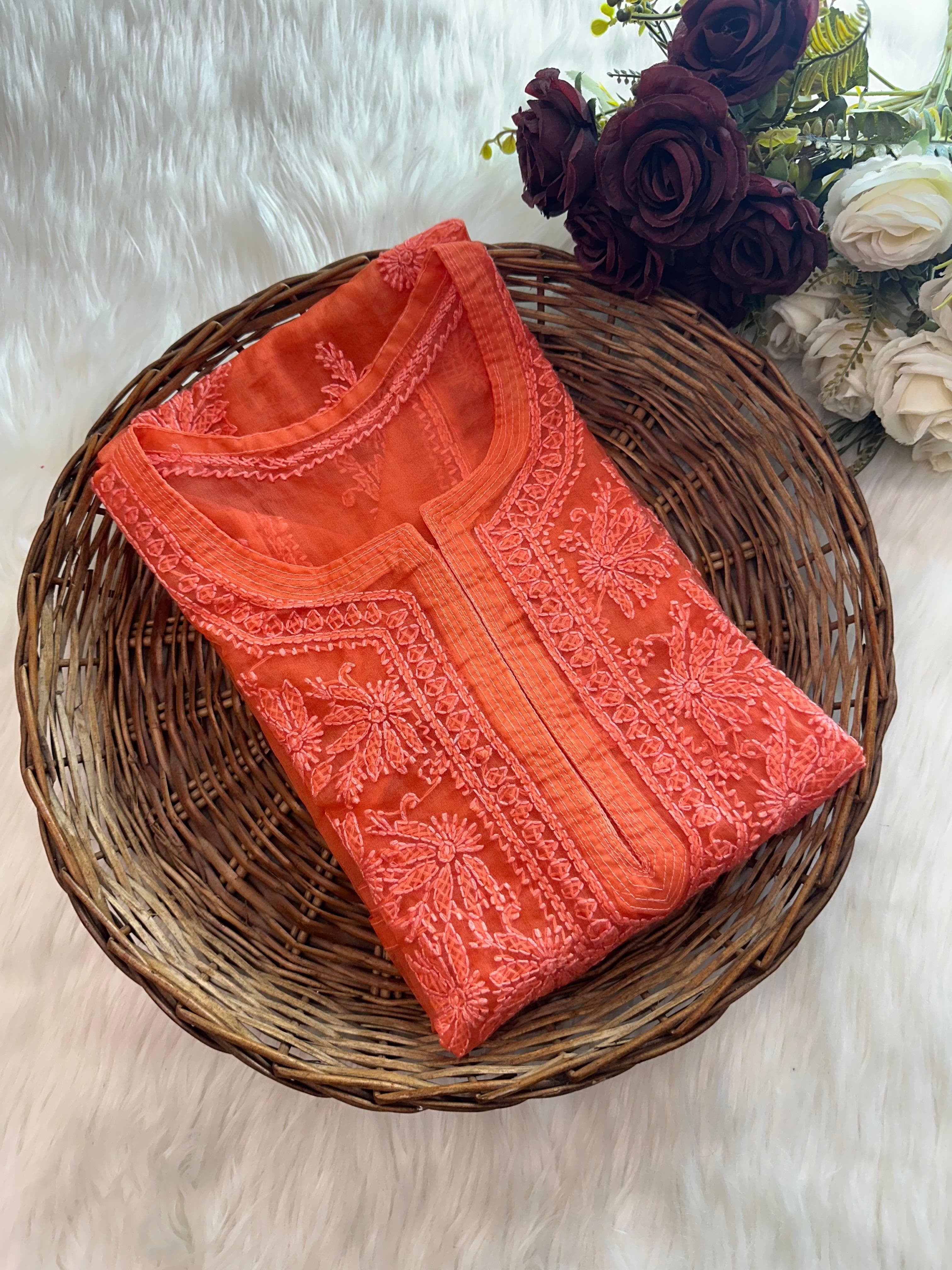 Organza Dyes Kurta Handcrafted With inner