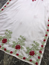 Designer white kurta with dual colour thread fine chikankari work