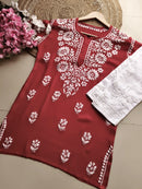 Summer Essential Daily / College / Office Wear Chikan Short Tops