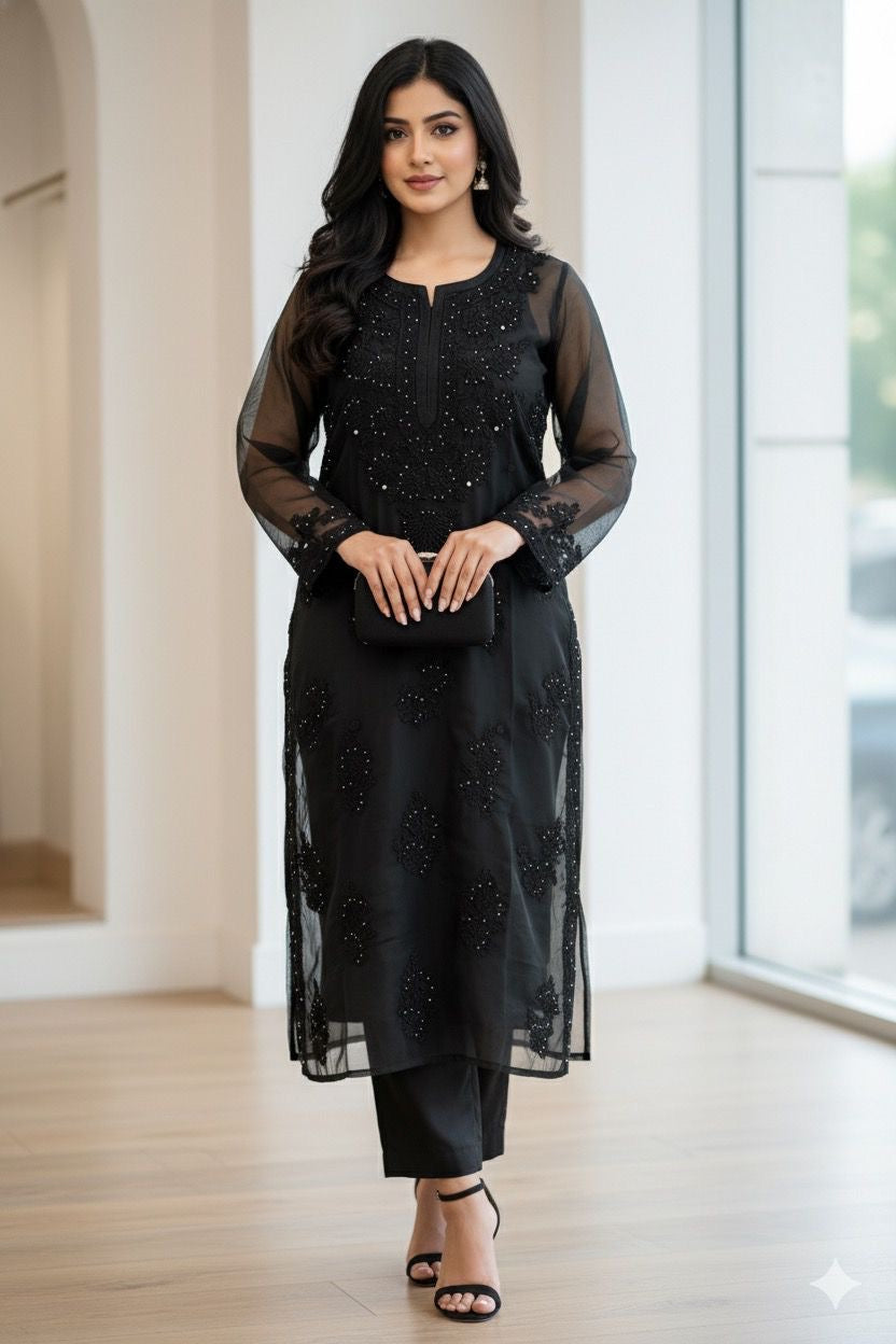 Organza 3pc Muqaish Luxury Handmade Set