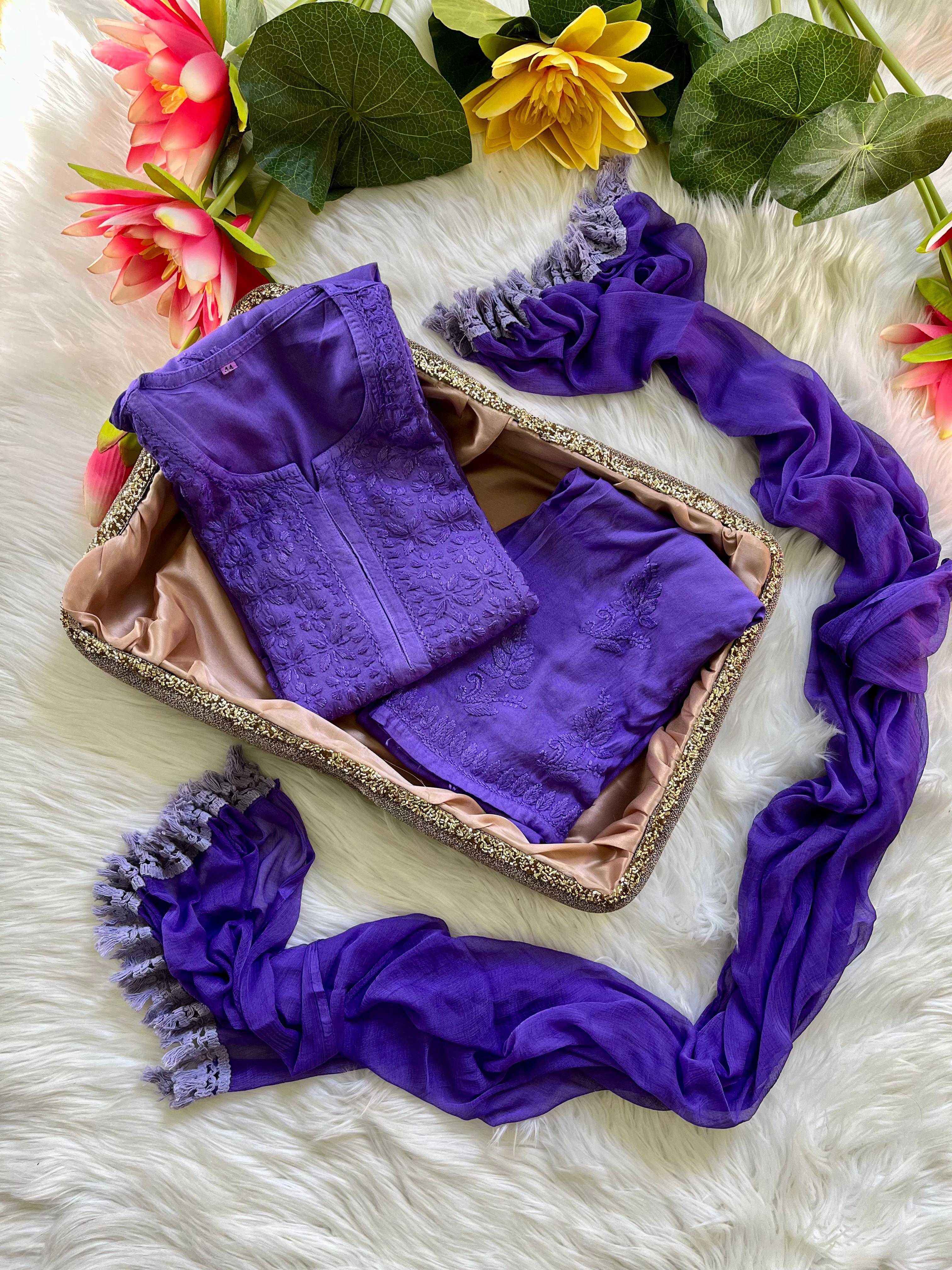 Zoya Rangrez Comfy 3pc Chikankari hand embroidered Set : Saba Ibrahim Inspired