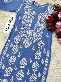 Heavy hand embroidery Modal Cotton Kurta