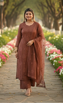 Zara Luxury Chikankari Georgette Suit Hand Embroidered Muqaish Work 3pc Set