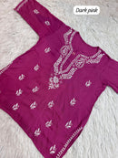 Rich Handworked Gala Buti Soft Short Top