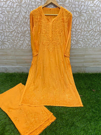 3D Work Plazzo Set Premium Heavy silky Reyon Kurti Plazzo Dupatta Set