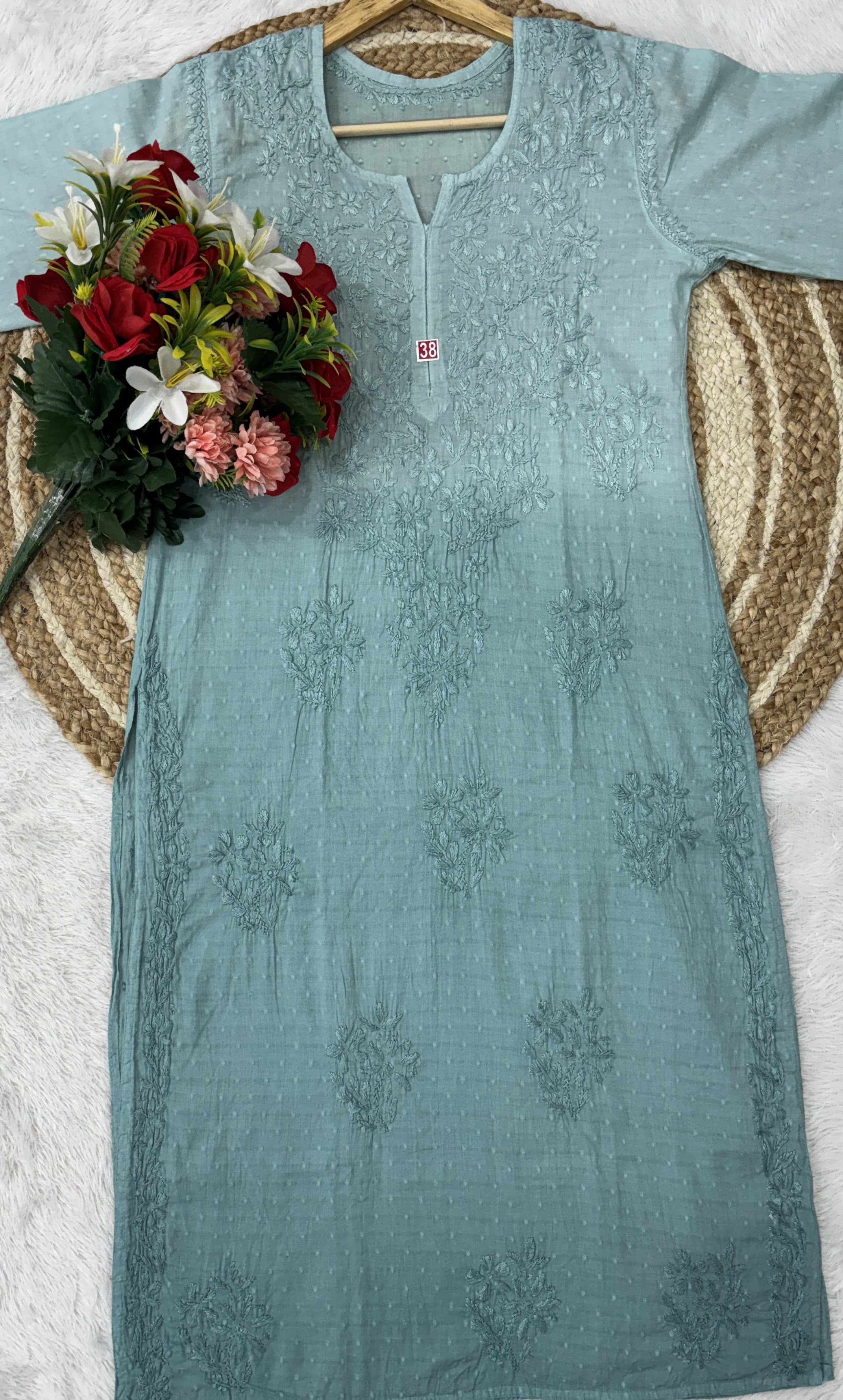 Premium Dobby Cotton Dyeable Dual Shade Kurtas With Free size Pant