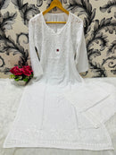 Zara Dyeable Kurta plazzo Set with Fine embroidery