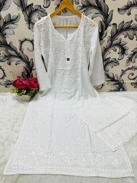 Zara Dyeable Kurta plazzo Set with Fine embroidery