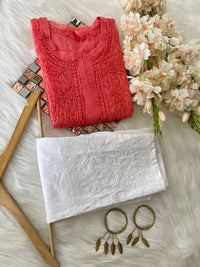 Organza Tone To tone Kurta with Inner & Pant