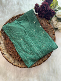 nyra chanderi mukaish kurti with bhakiya phanda work