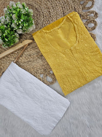 Exclusive chanderi dual shades machine work kurti