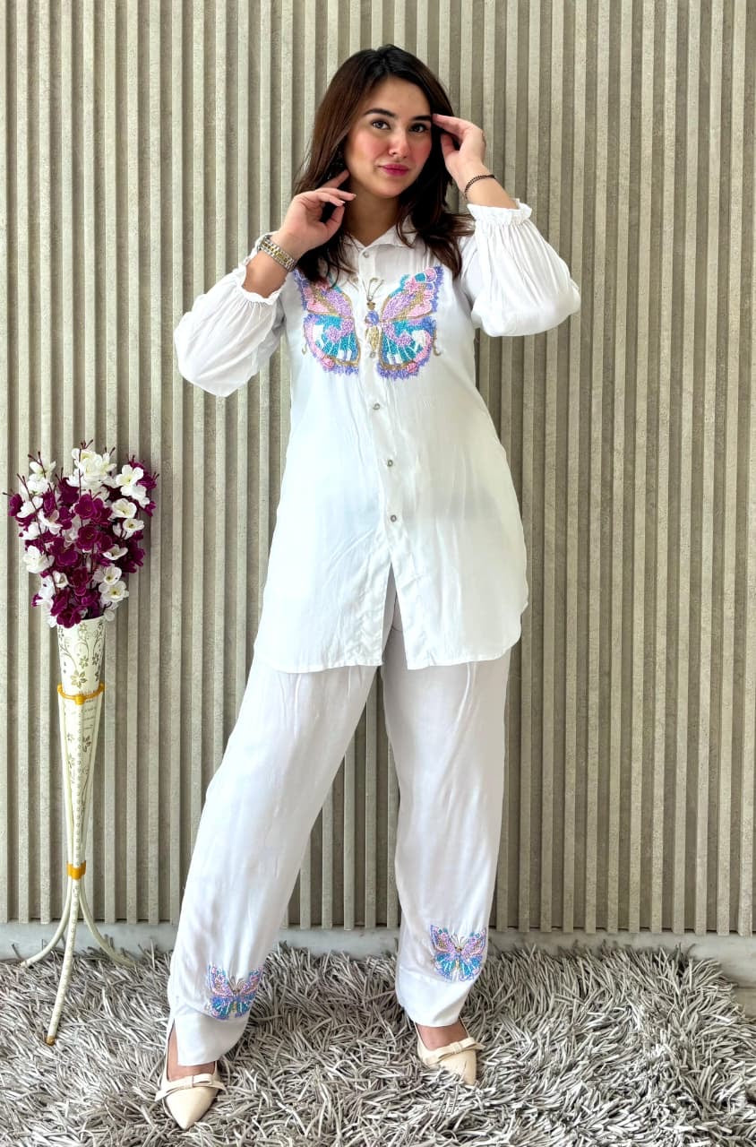 Soft Modal cotton Butterfly Chikankari set