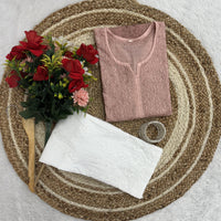 Premium Dobby Cotton Dyeable Dual Shade Kurtas With Free size Pant