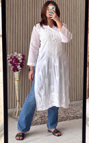 White Modal Cotton Kurta With plazzo
